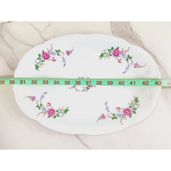 Royal Kent Poland Serving Oval Platter 13" Round Salad Bowl 9" Porcelain x2 Vtg - Picture 13 of 15